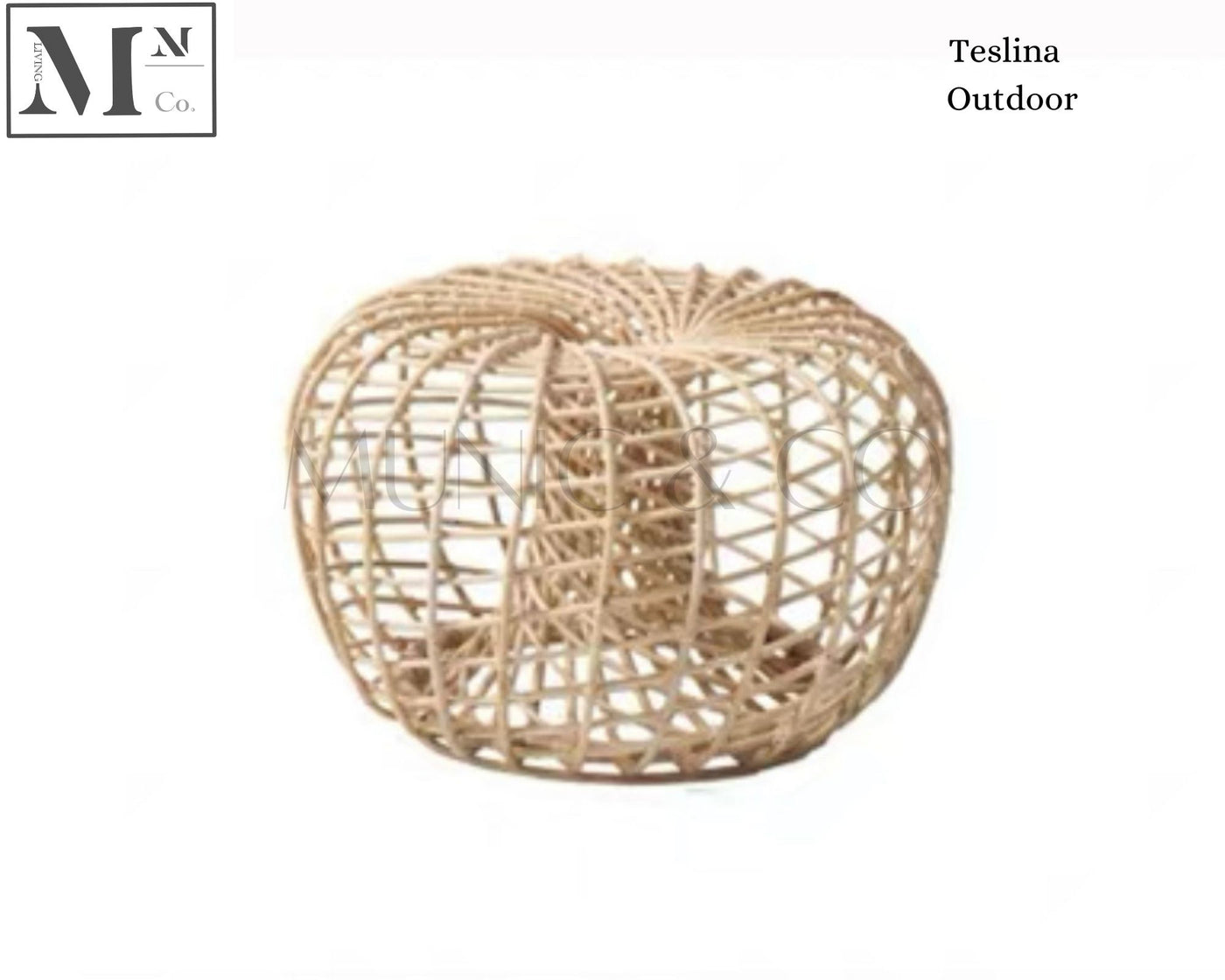 teslina outdoor sofa small side table (60cm) / natural rattan color ( light grey cushions)